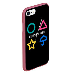 Чехол iPhone 7/8 матовый Squid game: choose one, цвет: 3D-малиновый — фото 2
