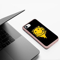 Чехол iPhone 7/8 матовый NIRVANA LOGO SMILE, БРЫЗГИ КРАСОК, цвет: 3D-светло-розовый — фото 2