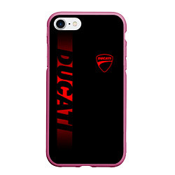 Чехол iPhone 7/8 матовый DUCATI BLACK RED LINE, цвет: 3D-малиновый