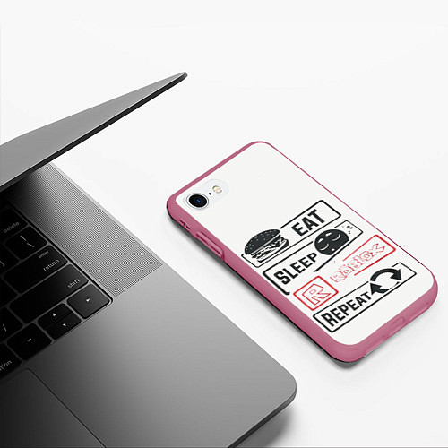 Чехол iPhone 7/8 матовый Roblox repeat / 3D-Малиновый – фото 3