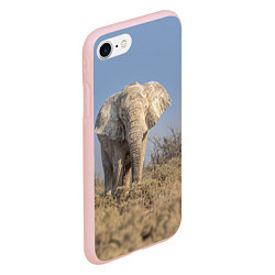 Чехол iPhone 7/8 матовый Африканский белый слон, цвет: 3D-светло-розовый — фото 2