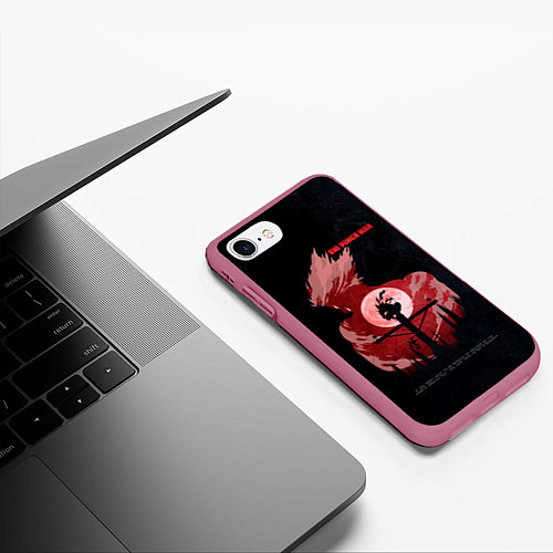 Чехол iPhone 7/8 матовый One Punch-Man эпичный Гароу / 3D-Малиновый – фото 3