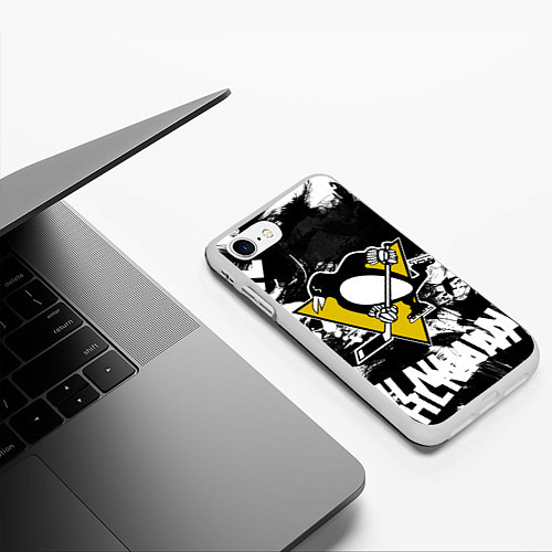 Чехол iPhone 7/8 матовый Питтсбург Пингвинз Pittsburgh Penguins / 3D-Белый – фото 3