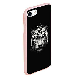 Чехол iPhone 7/8 матовый Черно-Белый Тигр Head, цвет: 3D-светло-розовый — фото 2