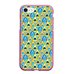 Чехол iPhone 7/8 матовый Зубастые Акулы, цвет: 3D-малиновый