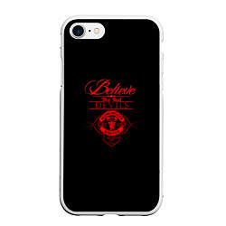 Чехол iPhone 7/8 матовый Believe in Devils, цвет: 3D-белый