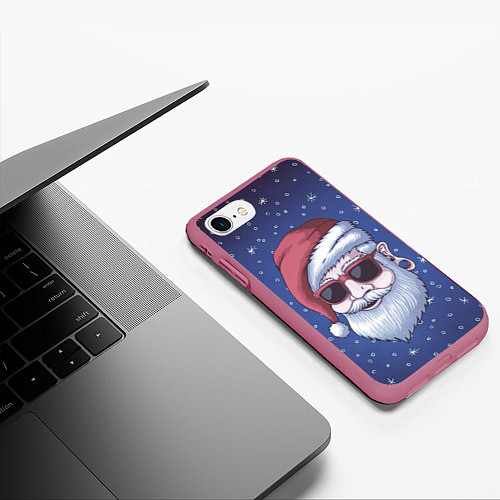 Чехол iPhone 7/8 матовый САНТА ХИПСТЕР SANTA HIPSTER / 3D-Малиновый – фото 3