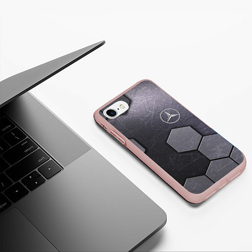 Чехол iPhone 7/8 матовый Mercedes-Benz vanguard pattern / 3D-Светло-розовый – фото 3