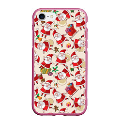 Чехол iPhone 7/8 матовый Дед Мороз!, цвет: 3D-малиновый