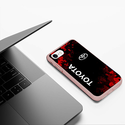 Чехол iPhone 7/8 матовый TOYOTA MILITARY PIXEL BLACK RED / 3D-Светло-розовый – фото 3