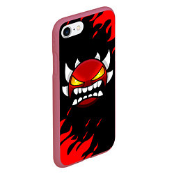 Чехол iPhone 7/8 матовый Geometry Dash: Demon Red Fire, цвет: 3D-малиновый — фото 2