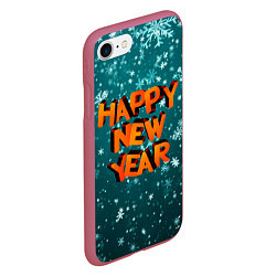 Чехол iPhone 7/8 матовый HAPPY NEW YEAR 2022 С НОВЫМ ГОДОМ, цвет: 3D-малиновый — фото 2
