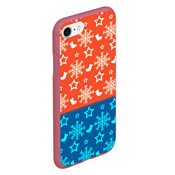 Чехол iPhone 7/8 матовый Новогодний узор, цвет: 3D-малиновый — фото 2