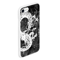 Чехол iPhone 7/8 матовый ЧБ Японский Дракон Dragon Иероглифы, цвет: 3D-белый — фото 2