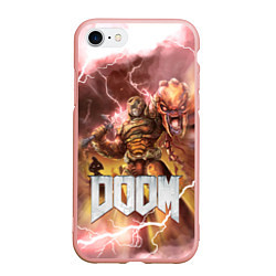 Чехол iPhone 7/8 матовый Брутальный DoomGay Hell rock, цвет: 3D-светло-розовый