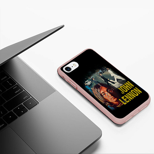 Чехол iPhone 7/8 матовый The Beatles John Lennon / 3D-Светло-розовый – фото 3