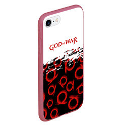 Чехол iPhone 7/8 матовый God of War Logo Pattern, цвет: 3D-малиновый — фото 2