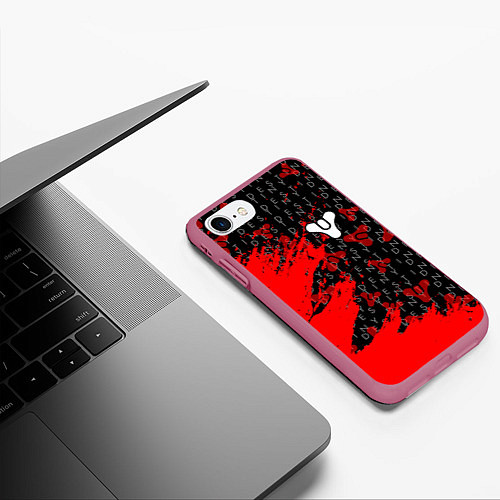 Чехол iPhone 7/8 матовый Destiny Паттерн / 3D-Малиновый – фото 3