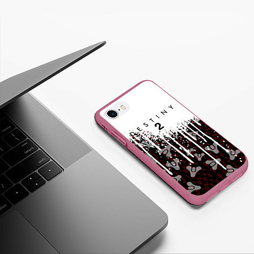Чехол iPhone 7/8 матовый Destiny Подтеки красок / 3D-Малиновый – фото 3