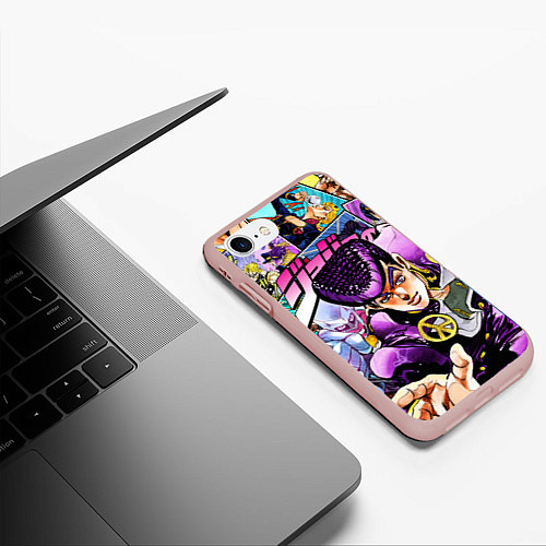 Чехол iPhone 7/8 матовый JoJos Bizarre Adventure: Josuke / 3D-Светло-розовый – фото 3