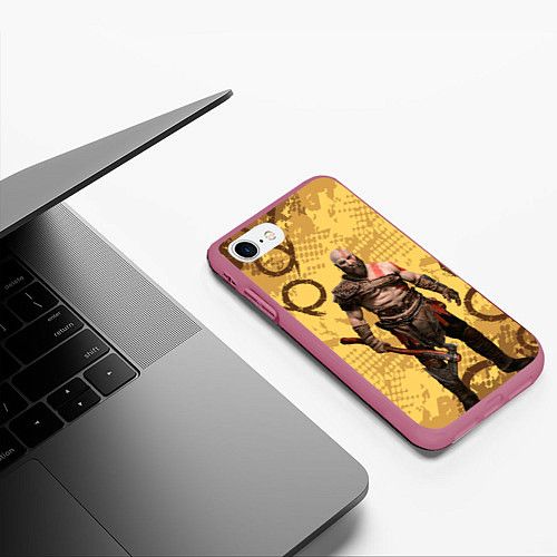 Чехол iPhone 7/8 матовый God of War Kratos Год оф Вар Кратос / 3D-Малиновый – фото 3