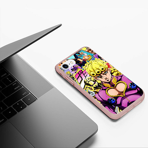 Чехол iPhone 7/8 матовый JoJos Bizarre Adventure - Джорно Джованна / 3D-Светло-розовый – фото 3