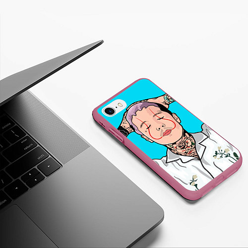 Чехол iPhone 7/8 матовый Оливер с усами / 3D-Малиновый – фото 3