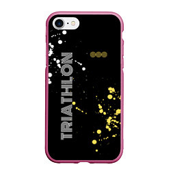 Чехол iPhone 7/8 матовый Triathlon Триатлон, цвет: 3D-малиновый