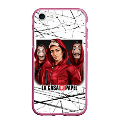 Чехол iPhone 7/8 матовый СЕРИАЛ БУМАЖНЫЙ ДОМ LA CASA DE PAPEL BELLA CIAO, цвет: 3D-малиновый