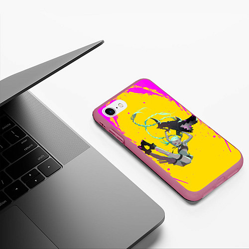 Чехол iPhone 7/8 матовый Летящая Джинкс / 3D-Малиновый – фото 3