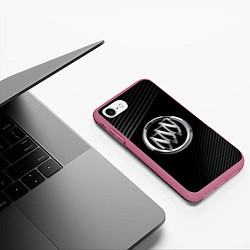 Чехол iPhone 7/8 матовый Buick Black wave background, цвет: 3D-малиновый — фото 2