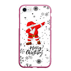 Чехол iPhone 7/8 матовый Santa Dabbing идет снег, цвет: 3D-малиновый