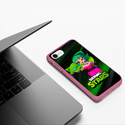 Чехол iPhone 7/8 матовый LOLA BRAWLSTARS dark green, цвет: 3D-малиновый — фото 2