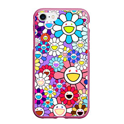 Чехол iPhone 7/8 матовый Цветы Takashi Murakami, цвет: 3D-малиновый