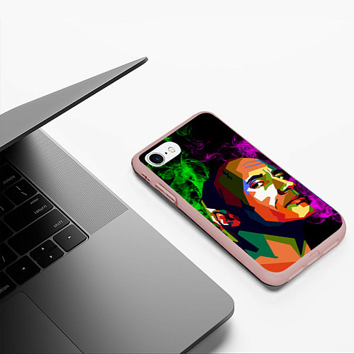 Чехол iPhone 7/8 матовый Дуэйн Джонсон АРТ Скала / 3D-Светло-розовый – фото 3