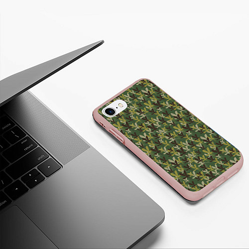Чехол iPhone 7/8 матовый Комары камуфляж / 3D-Светло-розовый – фото 3