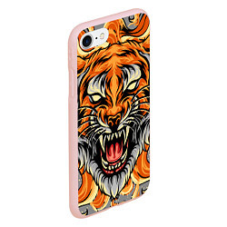 Чехол iPhone 7/8 матовый Символ года тигр в гневе, цвет: 3D-светло-розовый — фото 2