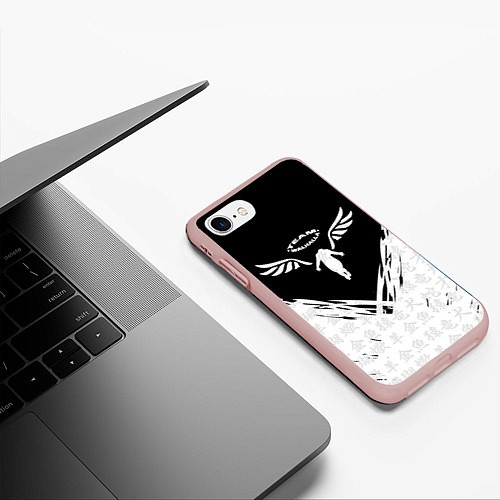 Чехол iPhone 7/8 матовый WALHALLA TEAM, БРЫЗГИ КРАСОК / 3D-Светло-розовый – фото 3