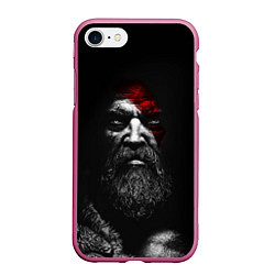 Чехол iPhone 7/8 матовый ЛИЦО КРАТОСА, БОГ ВОЙНЫ GOD OF WAR, цвет: 3D-малиновый