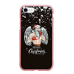 Чехол iPhone 7/8 матовый Merry Christmas Santa c Крыльями Ангела, цвет: 3D-баблгам