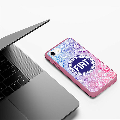 Чехол iPhone 7/8 матовый FIAT BIG LOGO / 3D-Малиновый – фото 3