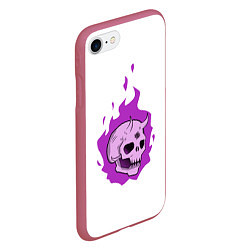 Чехол iPhone 7/8 матовый Череп Scary Demon парный, цвет: 3D-малиновый — фото 2