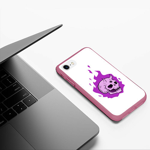 Чехол iPhone 7/8 матовый Череп Scary Demon парный / 3D-Малиновый – фото 3