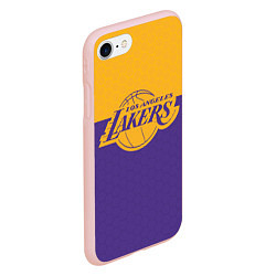 Чехол iPhone 7/8 матовый LAKERS LINE HEXAGON SPORT, цвет: 3D-светло-розовый — фото 2