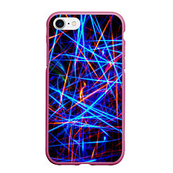 Чехол iPhone 7/8 матовый NEON LINES Glowing Lines Effect, цвет: 3D-малиновый