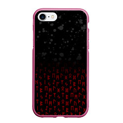 Чехол iPhone 7/8 матовый СЛАВЯНСКИЕ РУНЫ, БРЫЗГИ КРАСОК, цвет: 3D-малиновый