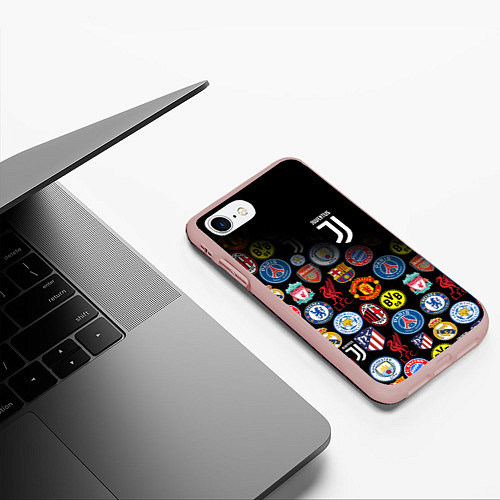 Чехол iPhone 7/8 матовый JUVENTUS LOGOBOMBING SPORT / 3D-Светло-розовый – фото 3