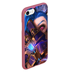 Чехол iPhone 7/8 матовый JINX ПРИКРЫВАЕТ ЛИЦО LOL, цвет: 3D-малиновый — фото 2