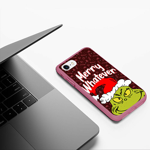 Чехол iPhone 7/8 матовый ГРИНЧ GRINCH WHATEVER / 3D-Малиновый – фото 3