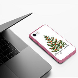 Чехол iPhone 7/8 матовый Нарядная тёлка, цвет: 3D-малиновый — фото 2